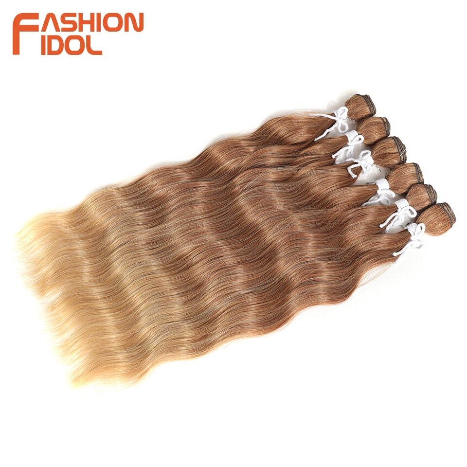 Water Wave Hair Bundles Synthetic Hair Extensions Ombre Blonde 6Pcs/Pack 20 inch